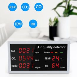 En 1 Detector LED CO CO2 HCHO Temperatura Humedad Monitoreo Hogar Escritorio Alta precisión Detección rápida Calidad del aire