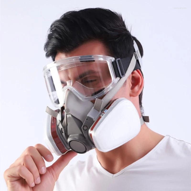 In 1 Gas Mask Paint Spray Set 6200 Respirator Carbon Cartridges 5n11 Dust Filters 10pcs Safety Eye Protection Glasses Repair