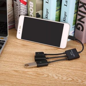 En 1 Micro USB HUB macho a hembra doble 2,0 Host OTG Cable adaptador para Smartphone ordenador tableta 3 puertos