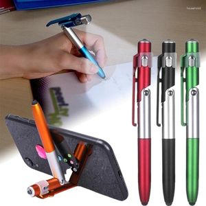 In 1 Multifunction Ballpoint Pen With LED Light Fold Phone Holder Night Read Writing Pencil Office School Student Stationery