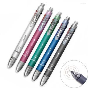 Dans 1 stylo multifonction avec une recharge de point de boule de 0,7 mm 5 couleurs et un ensemble de plomb au crayon mécanique de 0,5 mm multicolore