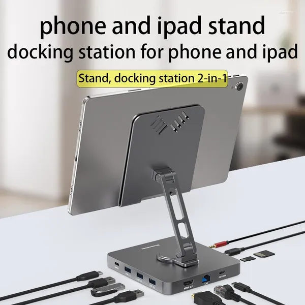 Base de teléfono en 1, soporte tipo C a HDMI, soporte para Ipad Pro, estación de acoplamiento HD, Usb C, accesorios para tableta y Apple IPhone