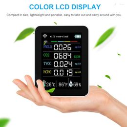 En 1 PM2.5 TVOC HCHO AQI CO2 medidor Digital de temperatura y humedad probador LCD Detector de dióxido de carbono Monitor de calidad del aire