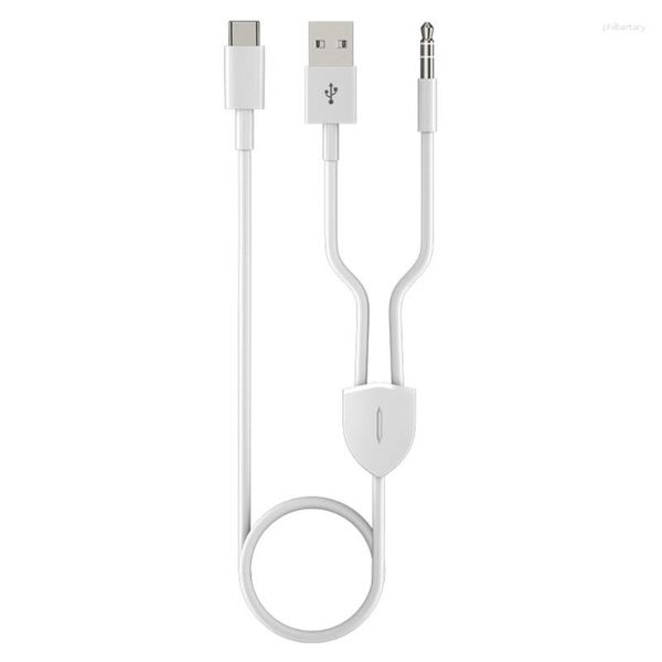 En 1 Tipo-C a USB A Cable auxiliar de auriculares estéreo para automóvil de 3,5 mm para la mayoría de los teléfonos C