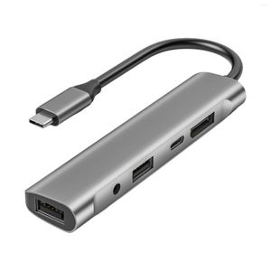 In 1 USB C Hub 60W PD -oplader 3,5 mm Jack Dongle Adapter Multiportadapters voor tablets Laptop Monitor Projector -hoofdtelefoons