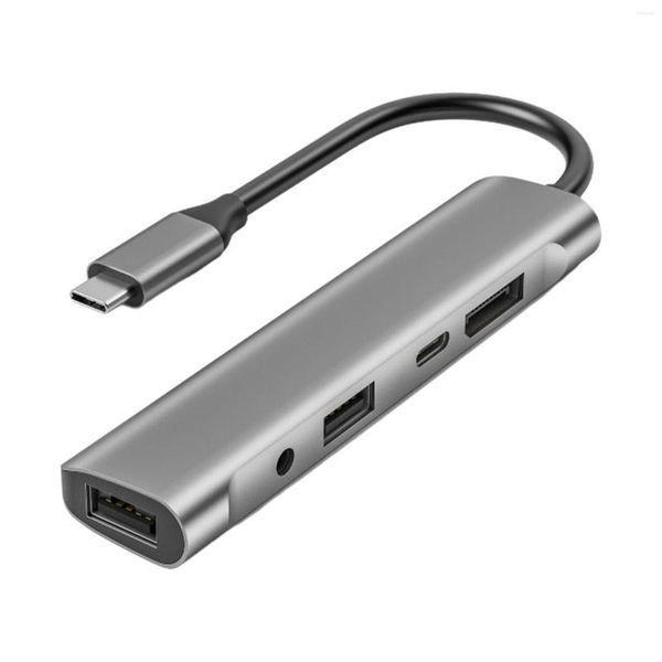 Dans 1 USB C HUB 60W PD Charger 3,5 mm Jack Dongle Adaptateur Adaptateurs multiport pour les comprimés CASHEPHONES DE MONITEUR DE MONITEUR D'HAPEILL