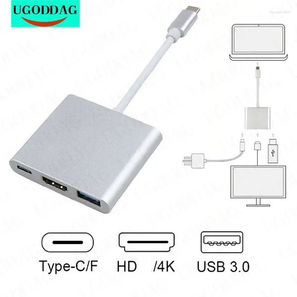 En 1 USB-C HUB USB macho a hembra Compatible con HDMI 4K 3,1 tipo-c 3,0 adaptador de carga para Macbook Air 12 convertidor