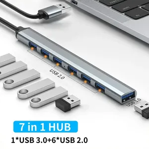 In 1 USB Hub 3.0 Multi Splitter Power Adapter 7 Poort 2.0 Meerdere expander OTG voor pc -laptopaccessoires