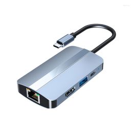 Hub USB type-c en 1 87W PD 4K 30Hz HD, séparateur de Station d'accueil pour PC Portable, alliage d'aluminium Ethernet Portable 2.0 3.0 Ports