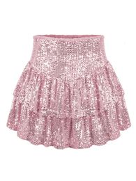 Mini jupe plissée à paillettes pour femmes, Sexy, Streetwear, fête, boîte de nuit, taille haute, printemps été 2024, 240323