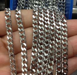 A granel 5 metros/lote 4,6mm de ancho Nueva joyería encontrar acero inoxidable plata cadena de eslabones curb encontrar/marcar DIY collar pulsera