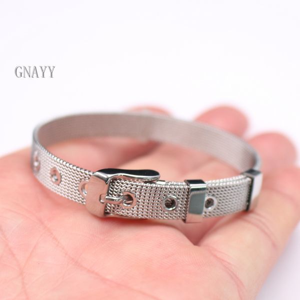 A granel, 5 uds., precio barato, hebilla de cinturón de acero inoxidable, pulsera de alambre, pulsera ajustable, brazalete de 8mm de ancho, plata para hombres y mujeres