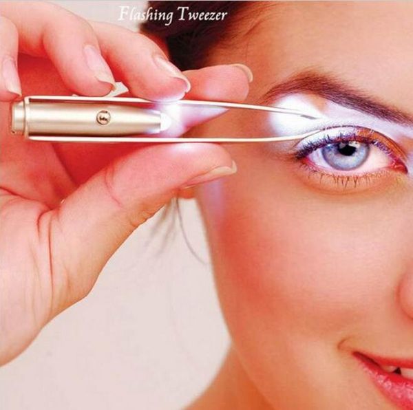 In-business LED TWEEZER Vente chaude maquillage lumière LED cils sourcils épilation pince à épiler visage en acier inoxydable Eyebrow Tweezers