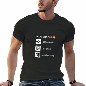 en cas d'incendie Git Commit Git Push programmation drôle T-Shirt mignon hauts T-Shirt uni hommes O7XU #