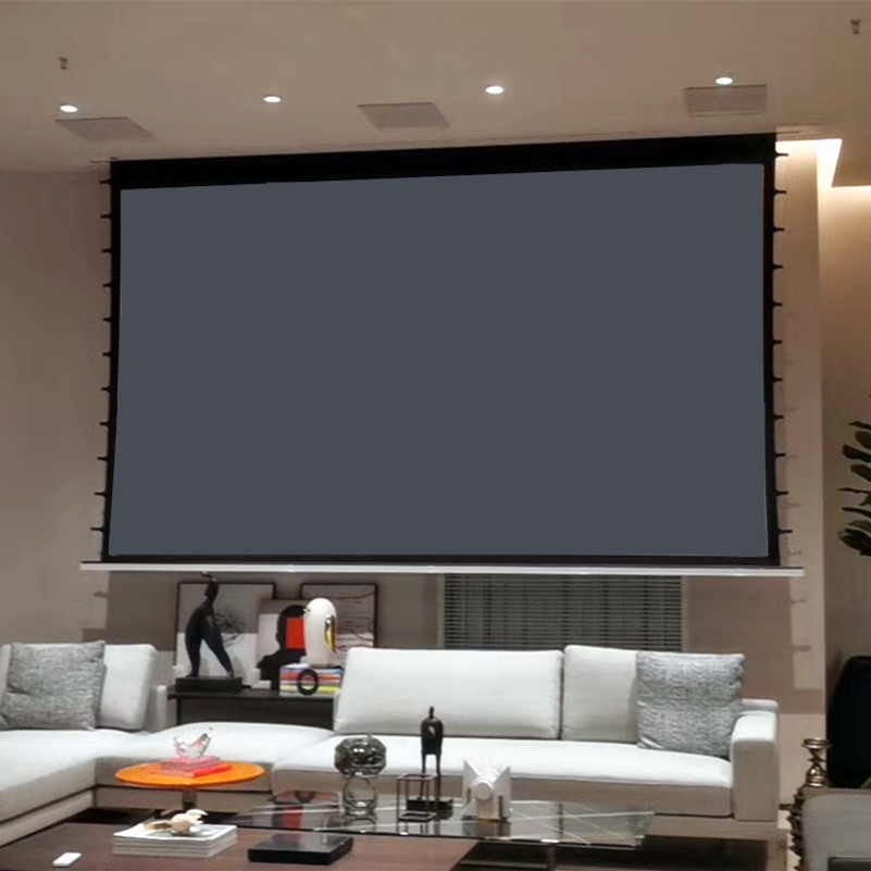 In-ceiling 110'' 16:9 ALR/CLR motorized tab tensioned projector screen Black Diamond In-ceiling projection Screen For Short Throw/ middle throw/long throw Projector