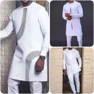 En Dashiki, estampado africano con traje étnico hombre étnico 2 piezas de fiesta de ropa de boda tradicional para hombres para hombres 240328