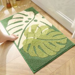 in Light Luxury Leaf Plant Jacquard Badkamer Antislipmat Waterabsorberende mat Deurmat Voet Slaapkamertapijt