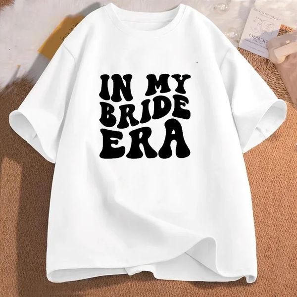 En My Bride Era Camisetas Compromiso Bachelorette Tendy Tshirt Cotton Manga corta Ropa femenina Vintage Bride Party Camiseta 240517