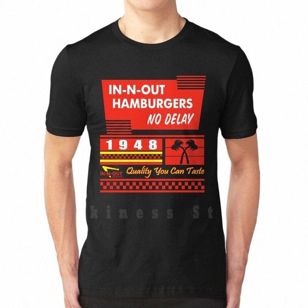 In - N - Out Sin demora Camiseta Tamaño grande 100% Cott In N Out In And Out Hamburguesa con queso Papas fritas Fry Burger Bbq Food K h8kN #