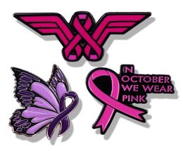 In oktober dragen we roze Breast Cancer Awareness Broche Emaille Pin Broches Metalen Badges Reversspeldjes Jas Sieraden Accessoires4379474
