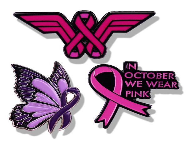 En octobre, nous portons une broche rose de sensibilisation au Cancer du sein, broches en émail, Badges métalliques, épingles à revers, accessoires de bijoux de veste 5701131