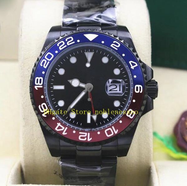 12 Farben mit Box Herren-Automatikuhren 40 mm 116710 Schwarze und blaue Keramiklünette Edelstahl mit DLC-PVD-Armband 116718 Mechanische Herren-Sportuhr