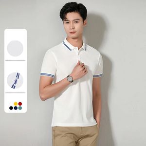 In shirt zomer korte mouw polo shirts voor mannen casual massief kleuren shirt slank fit formele polos Brits stijl kantoorkleding 240412