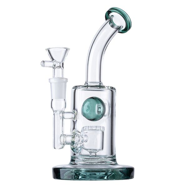 En Stcok Narguilés uniques Petite boule de blocage d'eau creuse Bongs en verre Dab Plate-forme pétrolière 14mm Femelle Joint Jet Perc Artisanat Fumeurs Accessoires Bol DGC1316