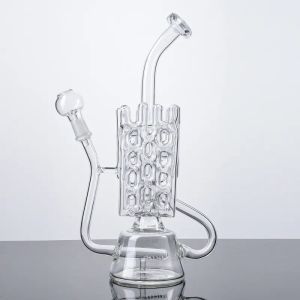 Op voorraad 10 Inch Clear Recycler Unieke Waterpijpen Waterpijpen Pijp Zwitserse Inline Perc Olie Dab Rig Glazen Bong Rookaccessoires 14mm Mannelijke 12 LL