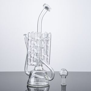 In bouillon 10 inch heldere recycler unieke waterpijp waterpijpen pijp Zwitserse inline perc olie dab rig glazen bong rookaccessoires 14 mm mannelijke gewricht glazen nagels dubbeltje wp142