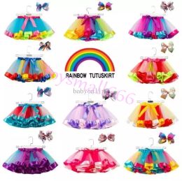 En Stock, 11 colores, vestido de tutú para niñas, faldas para bebés de color arcoíris dulces con diadema, conjuntos para niños, vacaciones, vestidos de baile, tutúsGSJMAR4