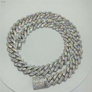 In voorraad 14 mm brede Moissanite Diamond Cuban Link 925 Zilver Volledig Iced Out VVS Hip Hop Jewelry Chain armband