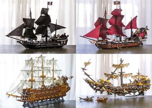 En stock 16002 16006 16009 16016 16042 22001 Série de films Pirates des Caraïbes Ships Modèles Toys Blocs de construction Bricks 70618 Y2003605178