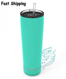 Op voorraad 18 oz Creatieve Bluetooth Muziek Tumbler Waterdichte luidspreker Dubbelwandige thermoskan Roestvrij staal Draagbare koffiekopje Mok Nieuw 2070013