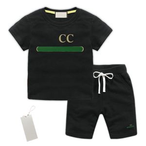 Op voorraad 2-10 jaar Designer kinderkledingsets T-shirt broekenset Merkbedrukking Kinderen 2-delig 100% katoen Kleding baby Jongens meisje Mode kinderkleding