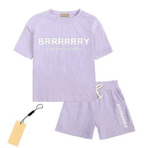 In voorraad 2-13Years Designer Kids T-Shirt Broek Set Luxe Logo Kinderen 2 Stuk Katoenen Kleding baby Jongens meisje Mode Kleding