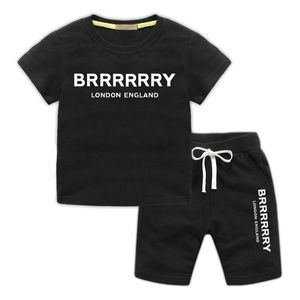 In Voorraad 2-7 Jaar Designer Kids Sets T-shirt Broek Set Merk Afdrukken Kinderen 2 Stuk Puur Katoen kleding Baby Jongens Meisje Mode Verschijnen