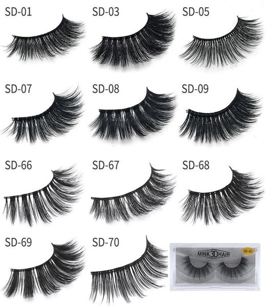 En stock 20 styles nouveaux cils de vison 3D faux cils de cils extension des cils sexy doux naturels épais faux cils 3d eyel3322018