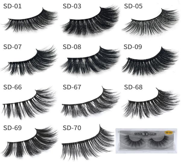 En stock 20 styles nouveaux cils de vison 3D faux cils cils extension cils sexy doux naturel épais faux cils 3D Eyel5880514