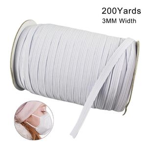 En Stock, 200 yardas de longitud, 0 12 pulgadas de ancho, banda elástica trenzada, banda de punto para coser, mascarilla DIY, cubrecama, Elastic3194