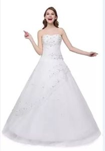 In voorraad 2018 Mode Applicaties A-lijn Trouwjurken met Organza Vloerlengte Bruiloft Bruidsjurken Vestido de Novia BW25