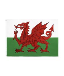 En stock 3x5ft 90x150 cm Hanging Red Dragon Wales Cymru Flag and Banner for Célébration Decoration3598732