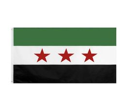 En stock 3x5ft 90x150 cm suspendu la République arabe syrienne trois étoiles rouges Syrie Nation et bannière pour la décoration de célébration4619117