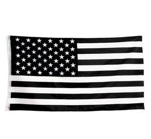 En stock 3x5ft 90x150cm Polyester récession USA noir et blanc drapeau américain bannière pour décoration intérieure extérieure suspendue 7613939