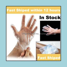 En stock !! 500 pièces gants en plastique jetables nettoyage des aliments restauration main de protection expédiés rapidement dans les 12 heures livraison directe 2021 cuisine S