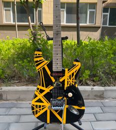 En stock 5150 Eddie Van Halen Guitar Servicio Heavy Duty Reliant Electric Guitar, amarillo y negro, reflector de colortrue 25869