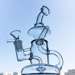 In bouillon 7 inch kleine waterpijpklein tornado recycler glazen bongs 5 ​​mm dikke waterleidingen helder gebogen type dab rigs met 14 mm gewricht met kom of banger