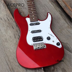 Acepro – guitare électrique rouge métallique, 2 pièces, corps en acajou, pont Tremolo, haute qualité, 6 cordes, en Stock, livraison gratuite