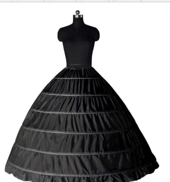 En stock robe de bal jupon blanc noir Crinoline sous-jupe robe de mariée Slip 6 cerceau jupe pour Quinceanera Dress5542339