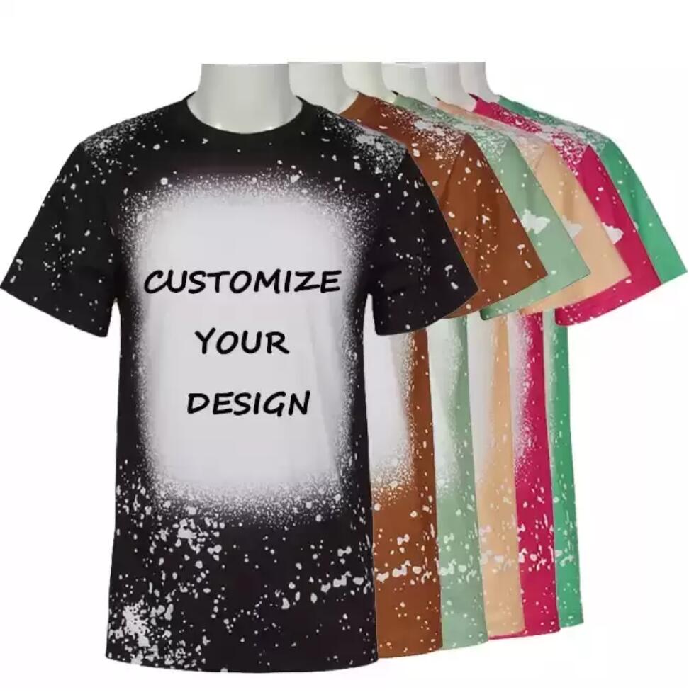 Festive Apparel Party Supplies Faux Bleached Shirt Unisex Printed Tees For Sublimation GC1018A2